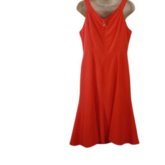Vintage Theo Miles Womens A Line Dress Orange Slit Front Button Detail Silk 8 - Picture 4 of 6